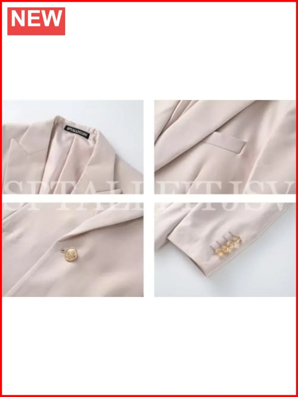 Men's 3 Piece Slim Fit Suit Set with Vest Gold Buttons Wedding Prom